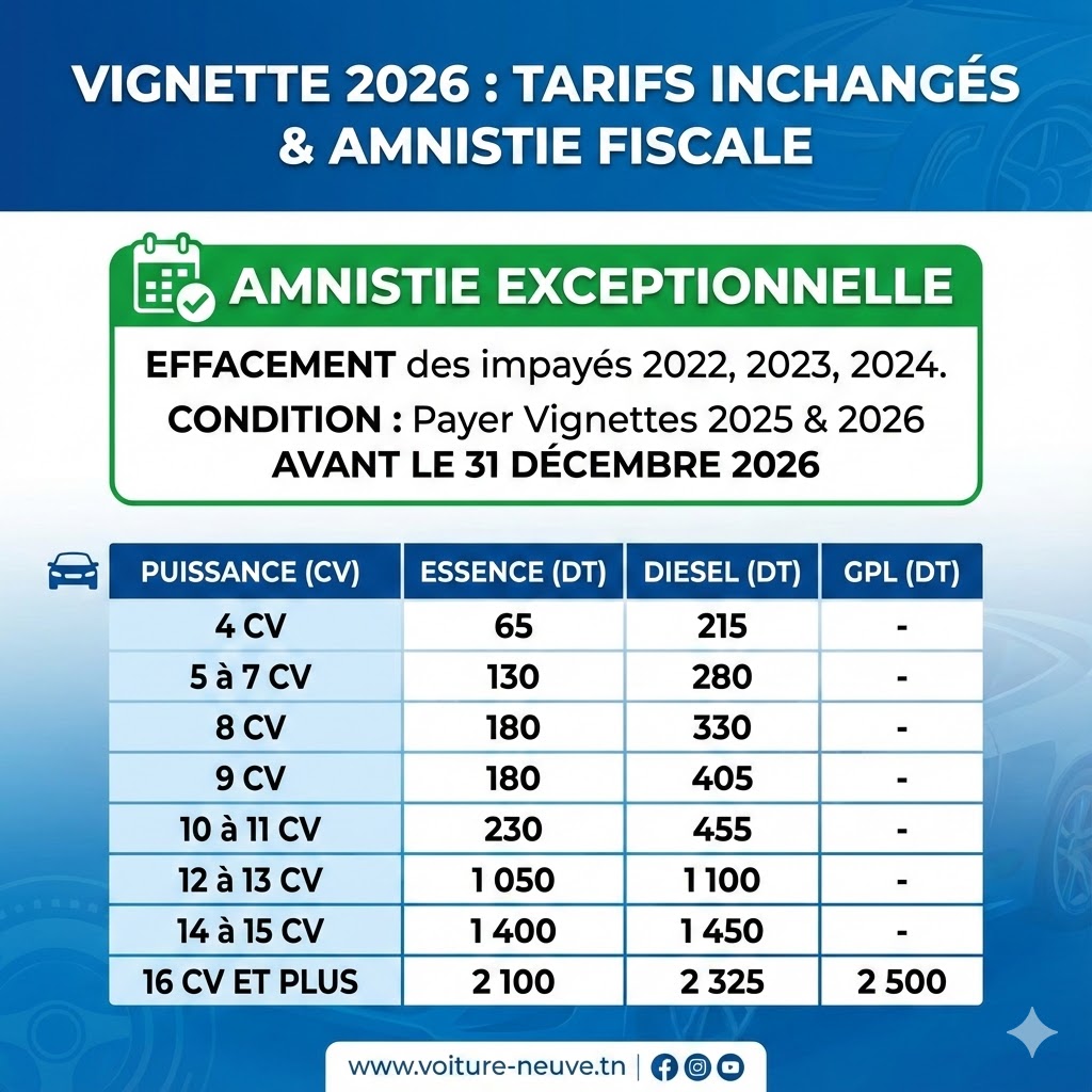Vignette 2026 : Tarifs inchangés, Amnistie Fiscale et fin du plafond pour le paiement en espèces